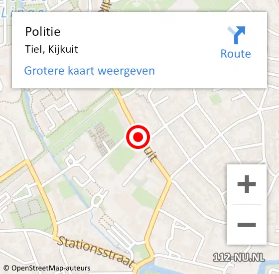 Locatie op kaart van de 112 melding: Politie Tiel, Kijkuit op 18 augustus 2017 05:46