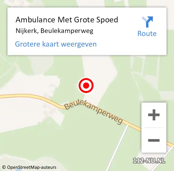 Locatie op kaart van de 112 melding: Ambulance Met Grote Spoed Naar Nijkerk, Beulekamperweg op 18 augustus 2017 05:47