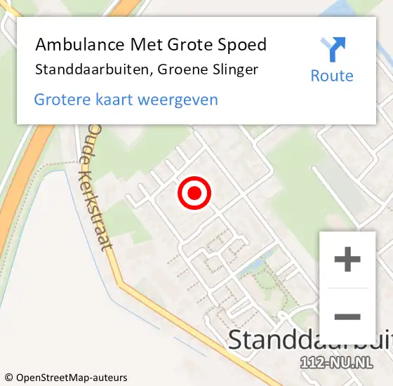 Locatie op kaart van de 112 melding: Ambulance Met Grote Spoed Naar Standdaarbuiten, Groene Slinger op 18 augustus 2017 07:09