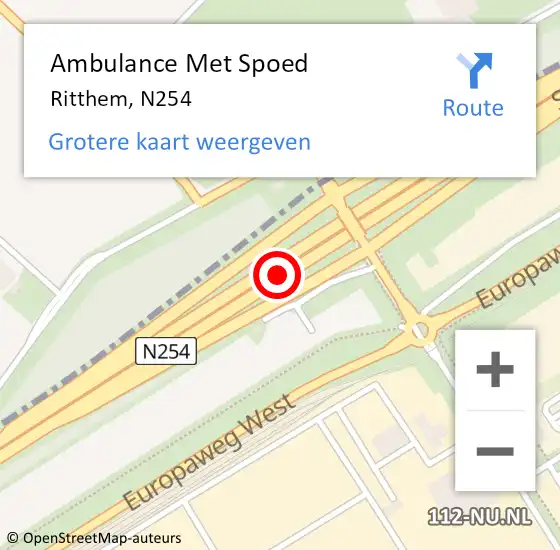 Locatie op kaart van de 112 melding: Ambulance Met Spoed Naar Ritthem, N254 op 18 augustus 2017 07:51