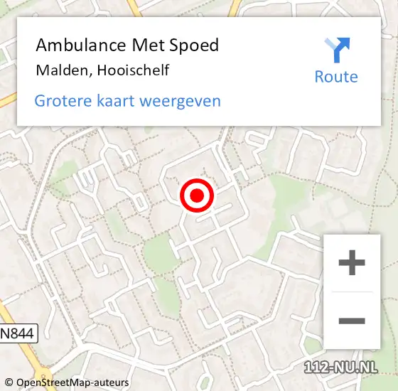 Locatie op kaart van de 112 melding: Ambulance Met Spoed Naar Malden, Hooischelf op 18 augustus 2017 08:12