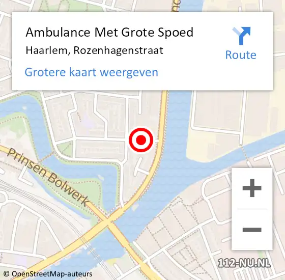 Locatie op kaart van de 112 melding: Ambulance Met Grote Spoed Naar Haarlem, Rozenhagenstraat op 18 augustus 2017 08:40