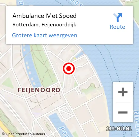 Locatie op kaart van de 112 melding: Ambulance Met Spoed Naar Rotterdam, Feijenoorddijk op 18 augustus 2017 08:44