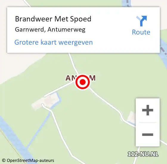 Locatie op kaart van de 112 melding: Brandweer Met Spoed Naar Garnwerd, Antumerweg op 18 augustus 2017 09:12