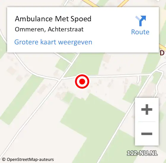 Locatie op kaart van de 112 melding: Ambulance Met Spoed Naar Ommeren, Achterstraat op 18 augustus 2017 09:21