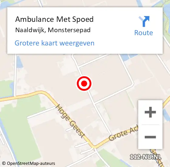 Locatie op kaart van de 112 melding: Ambulance Met Spoed Naar Naaldwijk, Monstersepad op 18 augustus 2017 09:34