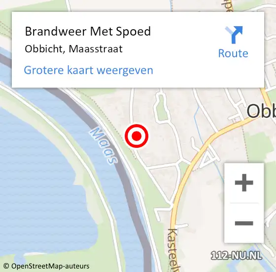 Locatie op kaart van de 112 melding: Brandweer Met Spoed Naar Obbicht, Maasstraat op 18 augustus 2017 09:43