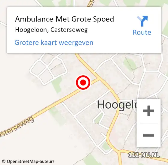 Locatie op kaart van de 112 melding: Ambulance Met Grote Spoed Naar Hoogeloon, Casterseweg op 18 augustus 2017 11:04