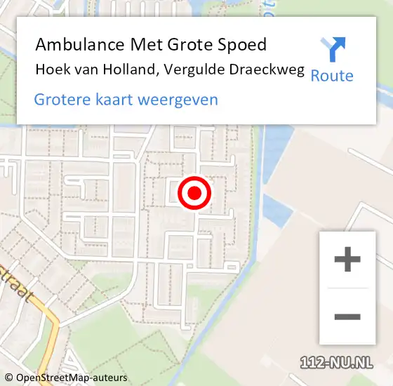 Locatie op kaart van de 112 melding: Ambulance Met Grote Spoed Naar Hoek van Holland, Vergulde Draeckweg op 18 augustus 2017 11:22