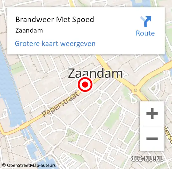 Locatie op kaart van de 112 melding: Brandweer Met Spoed Naar Zaandam op 18 augustus 2017 11:33