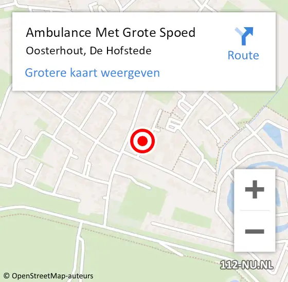 Locatie op kaart van de 112 melding: Ambulance Met Grote Spoed Naar Oosterhout, De Hofstede op 18 augustus 2017 12:52