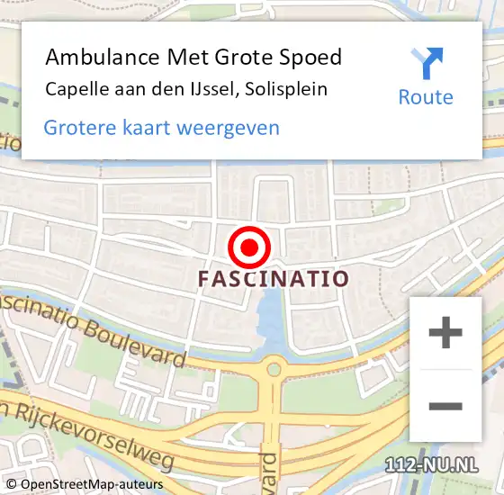 Locatie op kaart van de 112 melding: Ambulance Met Grote Spoed Naar Capelle aan den IJssel, Solisplein op 18 augustus 2017 13:28