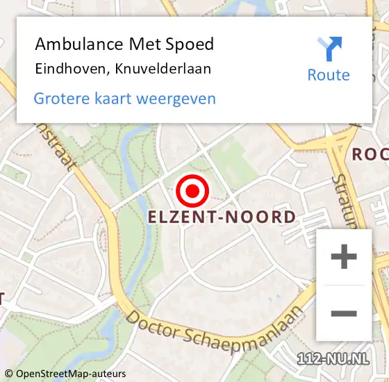 Locatie op kaart van de 112 melding: Ambulance Met Spoed Naar Eindhoven, Knuvelderlaan op 18 augustus 2017 13:42