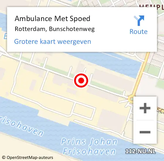Locatie op kaart van de 112 melding: Ambulance Met Spoed Naar Rotterdam, Bunschotenweg op 18 augustus 2017 14:47