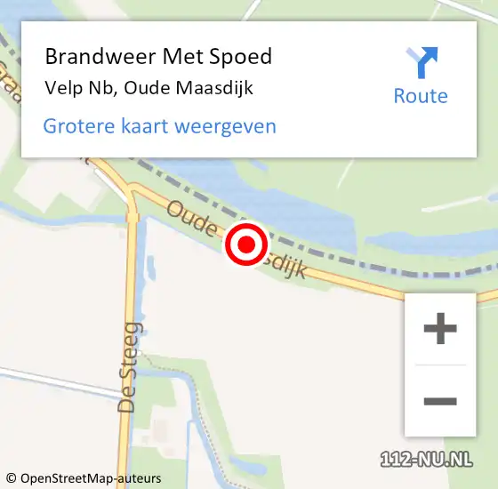 Locatie op kaart van de 112 melding: Brandweer Met Spoed Naar Velp Nb, Oude Maasdijk op 18 augustus 2017 14:52
