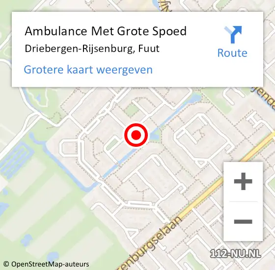 Locatie op kaart van de 112 melding: Ambulance Met Grote Spoed Naar Driebergen-Rijsenburg, Fuut op 18 augustus 2017 15:10