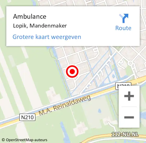 Locatie op kaart van de 112 melding: Ambulance Lopik, Mandenmaker op 18 augustus 2017 15:27