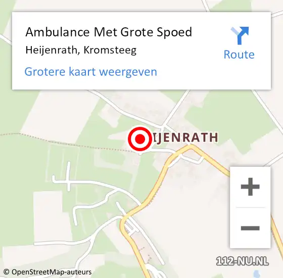 Locatie op kaart van de 112 melding: Ambulance Met Grote Spoed Naar Heijenrath, Kromsteeg op 29 januari 2014 21:58