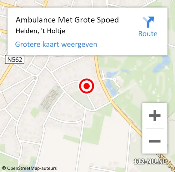 Locatie op kaart van de 112 melding: Ambulance Met Grote Spoed Naar Helden, 't Holtje op 18 augustus 2017 16:13