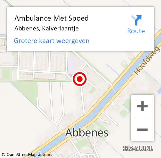 Locatie op kaart van de 112 melding: Ambulance Met Spoed Naar Abbenes, Kalverlaantje op 18 augustus 2017 16:40