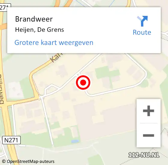 Locatie op kaart van de 112 melding: Brandweer Heijen, De Grens op 18 augustus 2017 16:44