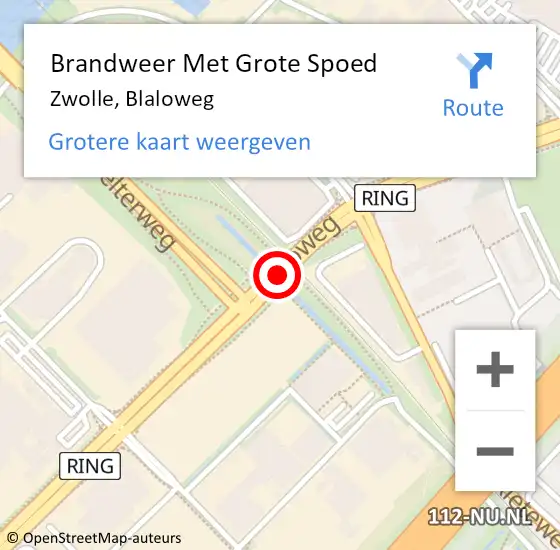 Locatie op kaart van de 112 melding: Brandweer Met Grote Spoed Naar Zwolle, Blaloweg op 18 augustus 2017 16:44