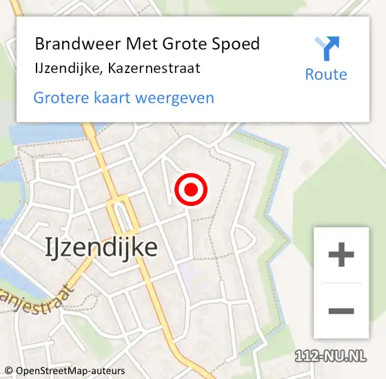 Locatie op kaart van de 112 melding: Brandweer Met Grote Spoed Naar IJzendijke, Kazernestraat op 29 januari 2014 22:10