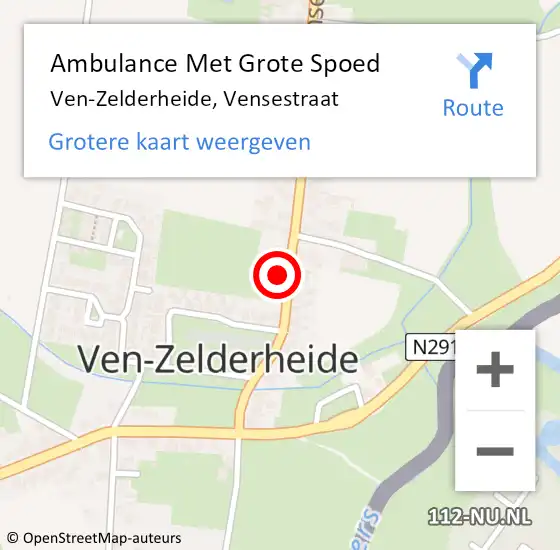 Locatie op kaart van de 112 melding: Ambulance Met Grote Spoed Naar Ven-Zelderheide, Vensestraat op 18 augustus 2017 17:01