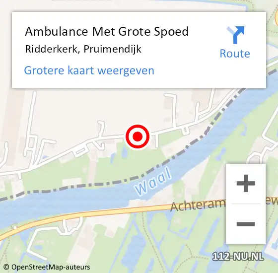 Locatie op kaart van de 112 melding: Ambulance Met Grote Spoed Naar Ridderkerk, Pruimendijk op 18 augustus 2017 17:08