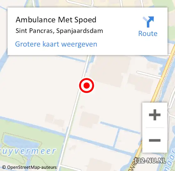 Locatie op kaart van de 112 melding: Ambulance Met Spoed Naar Sint Pancras, Spanjaardsdam op 18 augustus 2017 18:12