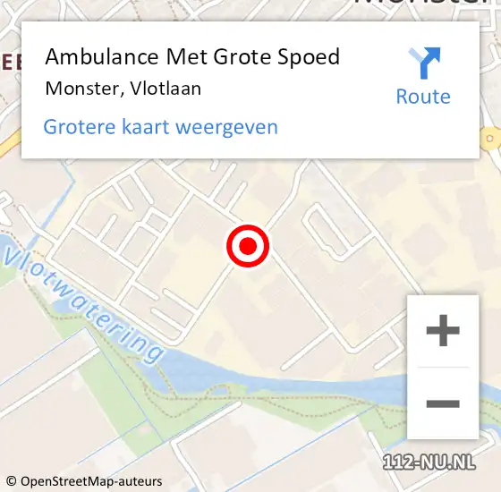 Locatie op kaart van de 112 melding: Ambulance Met Grote Spoed Naar Monster, Vlotlaan op 18 augustus 2017 18:12