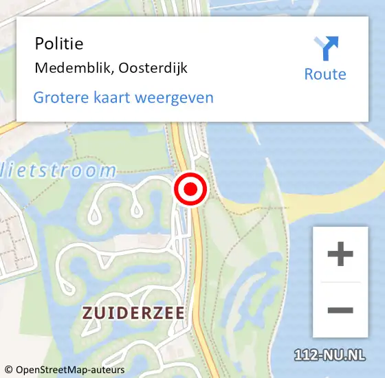 Locatie op kaart van de 112 melding: Politie Medemblik, Oosterdijk op 18 augustus 2017 19:01
