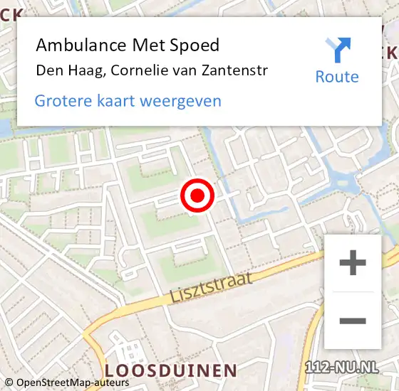 Locatie op kaart van de 112 melding: Ambulance Met Spoed Naar Den Haag, Cornelie Van Zantenstr op 18 augustus 2017 21:17