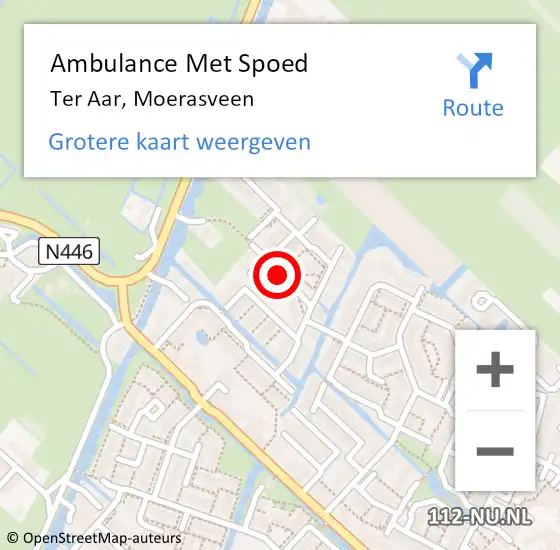 Locatie op kaart van de 112 melding: Ambulance Met Spoed Naar Ter Aar, Moerasveen op 18 augustus 2017 21:27