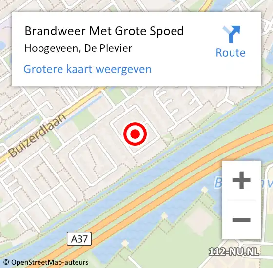 Locatie op kaart van de 112 melding: Brandweer Met Grote Spoed Naar Hoogeveen, De Plevier op 29 januari 2014 23:12