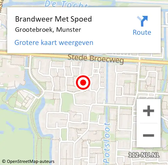 Locatie op kaart van de 112 melding: Brandweer Met Spoed Naar Grootebroek, Munster op 18 augustus 2017 22:35