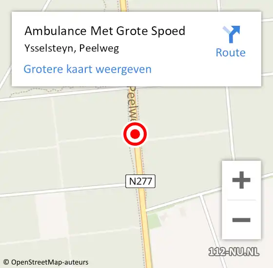 Locatie op kaart van de 112 melding: Ambulance Met Grote Spoed Naar Ysselsteyn, Peelweg op 18 augustus 2017 23:14