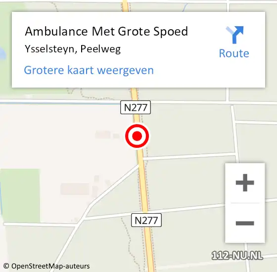 Locatie op kaart van de 112 melding: Ambulance Met Grote Spoed Naar Ysselsteyn, Peelweg op 18 augustus 2017 23:18