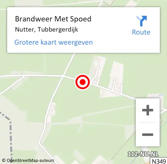 Locatie op kaart van de 112 melding: Brandweer Met Spoed Naar Nutter, Tubbergerdijk op 18 augustus 2017 23:33