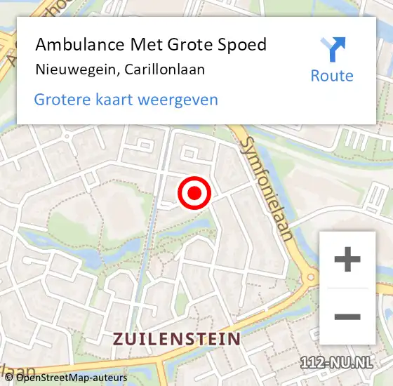 Locatie op kaart van de 112 melding: Ambulance Met Grote Spoed Naar Nieuwegein, Carillonlaan op 19 augustus 2017 00:11