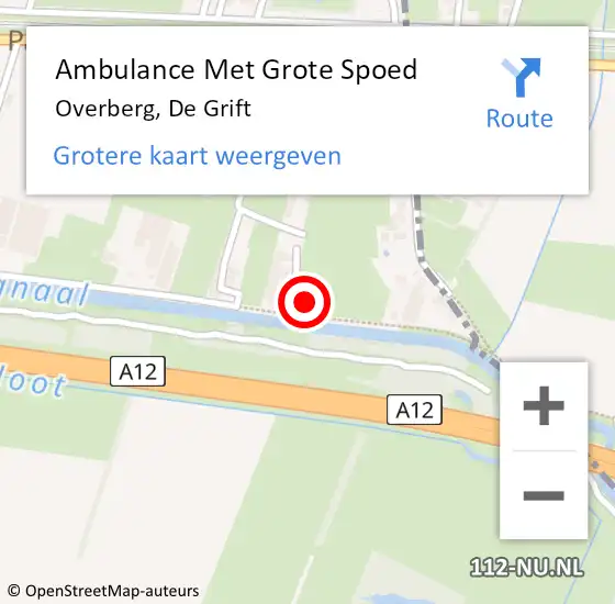 Locatie op kaart van de 112 melding: Ambulance Met Grote Spoed Naar Overberg, De Grift op 19 augustus 2017 00:28