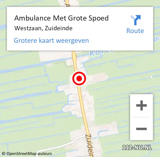 Locatie op kaart van de 112 melding: Ambulance Met Grote Spoed Naar Westzaan, Zuideinde op 19 augustus 2017 00:36