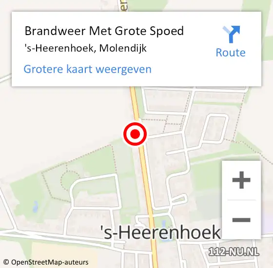 Locatie op kaart van de 112 melding: Brandweer Met Grote Spoed Naar 's-Heerenhoek, Molendijk op 19 augustus 2017 00:49