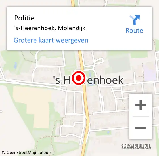 Locatie op kaart van de 112 melding: Politie 's-Heerenhoek, Molendijk op 19 augustus 2017 00:50