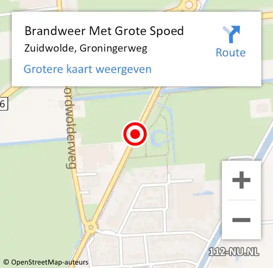 Locatie op kaart van de 112 melding: Brandweer Met Grote Spoed Naar Zuidwolde, Groningerweg op 19 augustus 2017 01:17