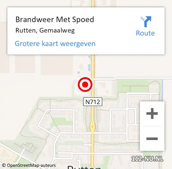 Locatie op kaart van de 112 melding: Brandweer Met Spoed Naar Rutten, Gemaalweg op 19 augustus 2017 01:24