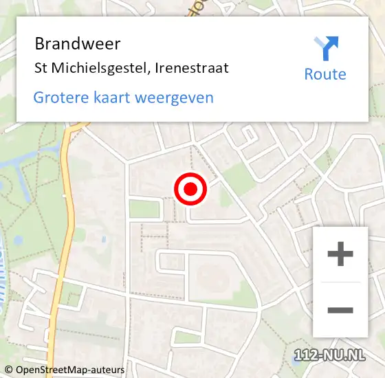 Locatie op kaart van de 112 melding: Brandweer St Michielsgestel, Irenestraat op 19 augustus 2017 01:56