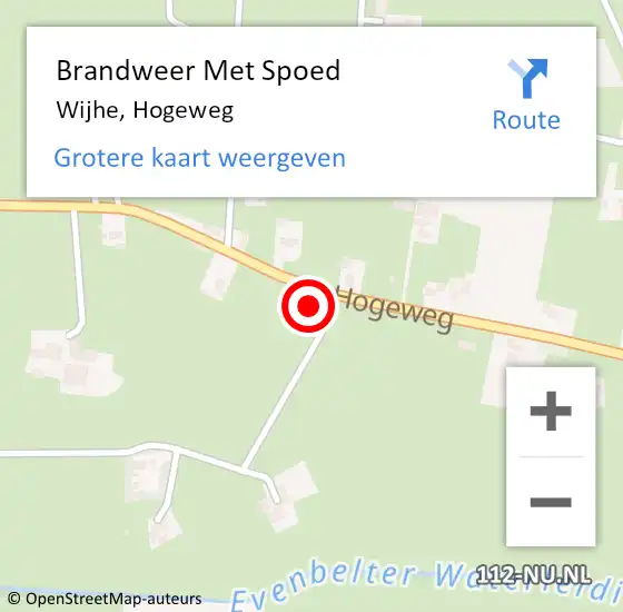 Locatie op kaart van de 112 melding: Brandweer Met Spoed Naar Wijhe, Hogeweg op 19 augustus 2017 02:09
