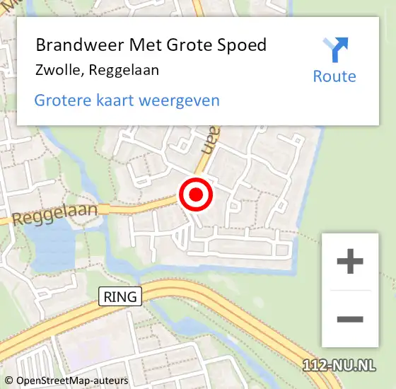 Locatie op kaart van de 112 melding: Brandweer Met Grote Spoed Naar Zwolle, Reggelaan op 19 augustus 2017 04:47