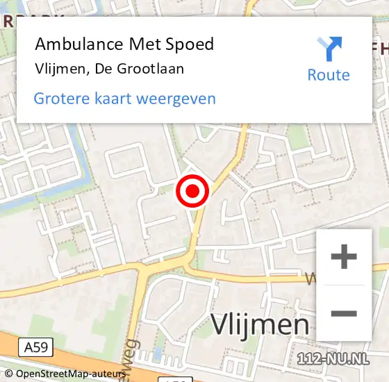 Locatie op kaart van de 112 melding: Ambulance Met Spoed Naar Vlijmen, De Grootlaan op 19 augustus 2017 05:56